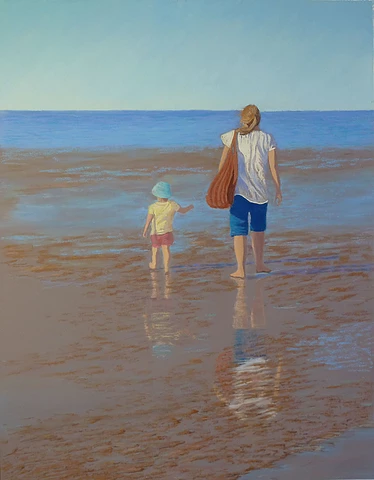 Pastel painting, Beach scene. (SOLD)