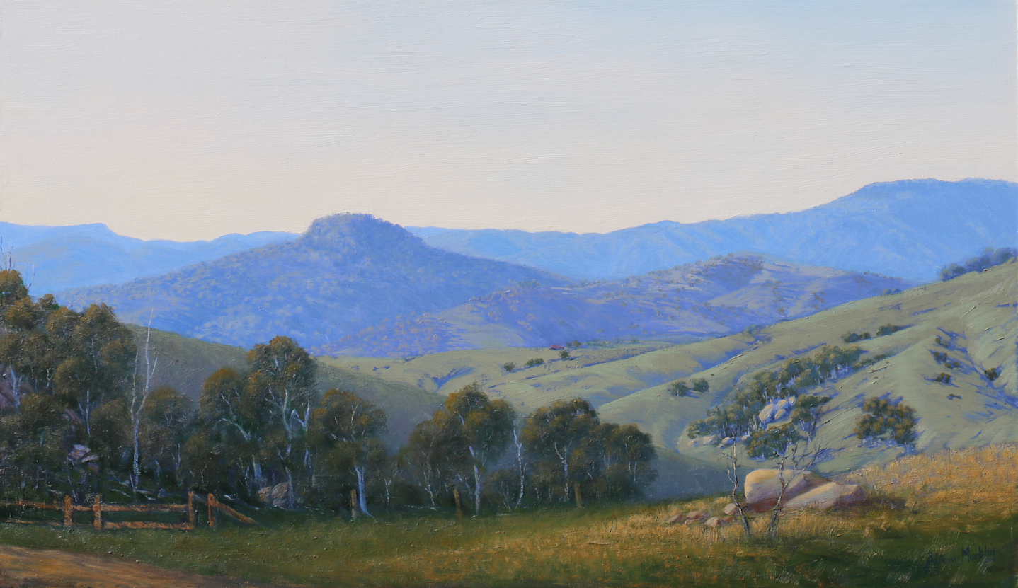 An original oil painting of the hills near Mount Victoria New South Wales Australia. Finalist Lethbridge Landscape Prize 2022.
